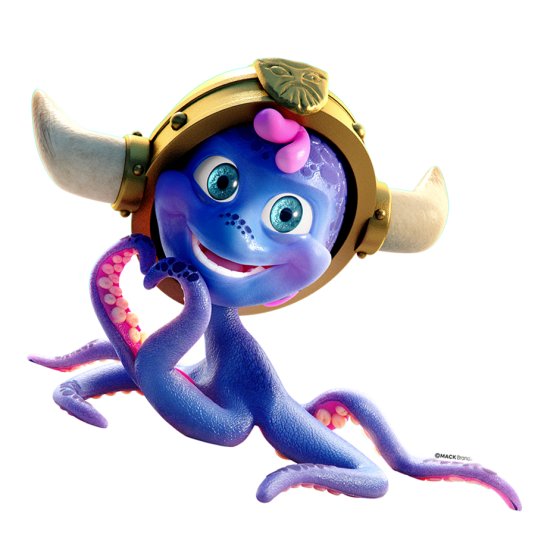 Snorri formt mit den Tentakeln ein Herz.