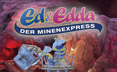 Ed, Böckli und Olli springen gerade noch rechtzeitig aus einer Lore auf die Schienen