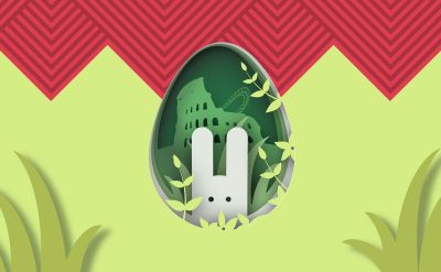 Hase im Osterei oder dem Colosseo