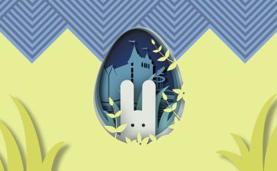 Hase im Osterei vor dem Krønasår