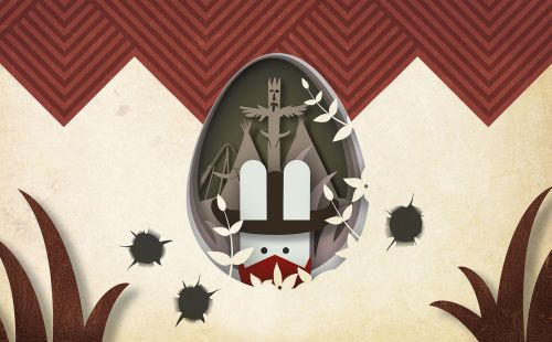 Hase im Osterei vor dem Camp Resort