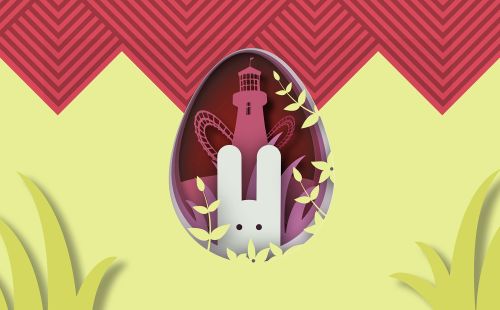 Hase im Osterei vor dem Bell Rock