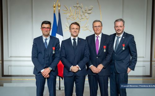Rodolphe Delord, Generaldirektor des ZooParc de Beauval, Emmanuel Macron, Roland Mack, Michael Mack