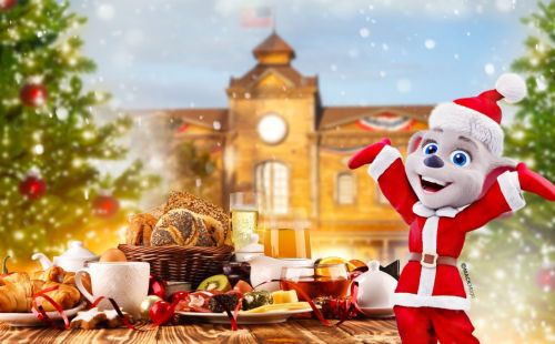 Edda und ein festliches Essen vor der Diner Station