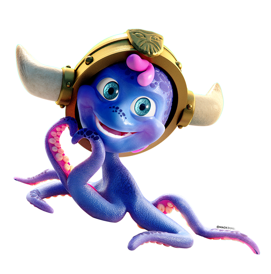 Snorri formt mit den Tentakeln ein Herz.