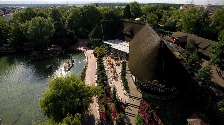 Restaurant Seehaus Luftaufnahme mit Blick auf den See