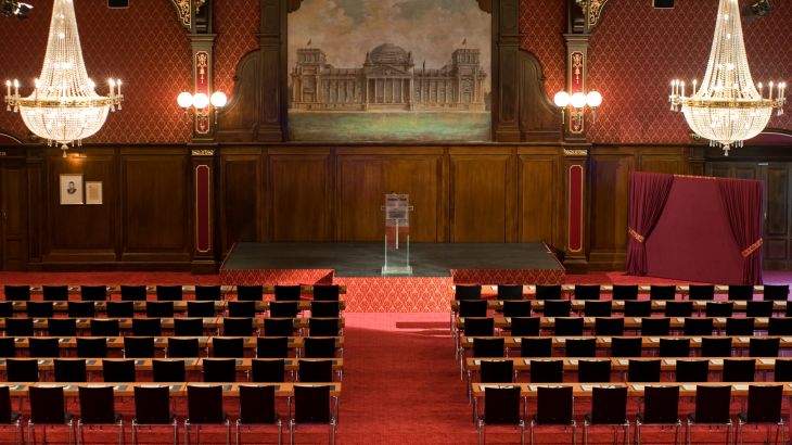 Confertainment Raum Ballsaal Berlin mit Stuhlreihen