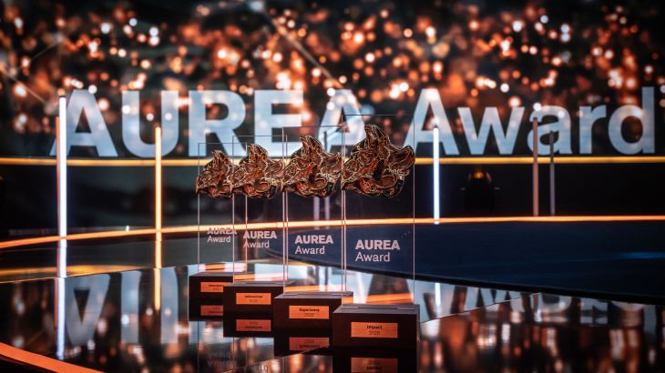 Die Gewinner des diesjährigen AUREA Awards erhielten diese Trophäe