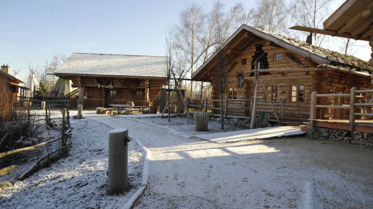 Camp Resort bei Schnee im Winter