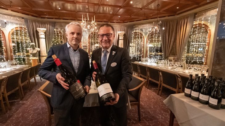 Fritz Waßmer und Sommelier Vincenzo De Biase