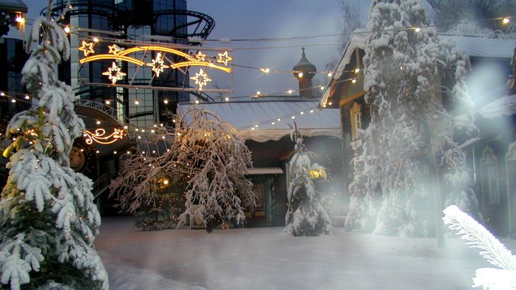 Der Russische Themenbereich mit viel Schnee im Winter.