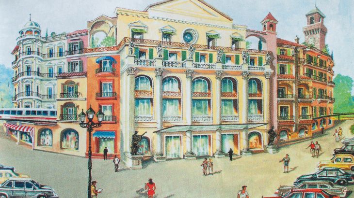 Die erste Illustration des Hotel Colosseo zeigt das spätere italienische Flair.