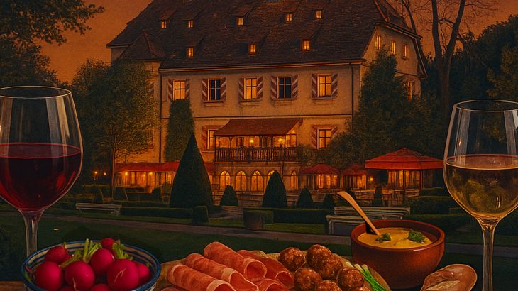 Tapas vor dem Schloss Balthasar