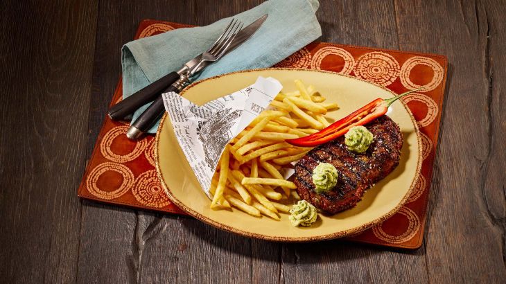 Rumsteak mit Pommes