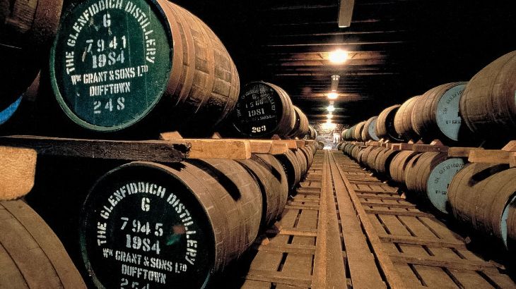 Das Fasslager der Glenfiddich Destillerie.