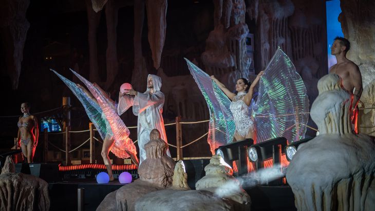 Artists from the show ‘NORDLYS – Polar Illumination’ at the Rulantica water world.