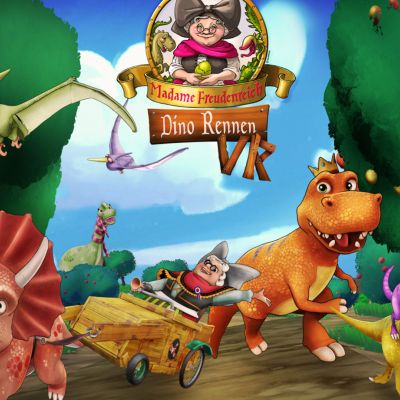 Madame Freudenreichs Dinosaurier begeben sich auf ein lustiges Wettrennen