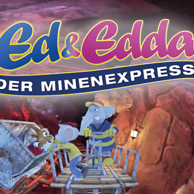 Ed, Böckli und Olli springen gerade noch rechtzeitig aus einer Lore auf die Schienen