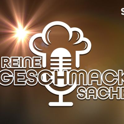 Das Logo des Podcasts "Reine Geschmackssache" und ein Mikrofon mit einer Kochmütze