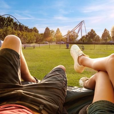 Ausblick aus dem Zelt auf den Europa-Park