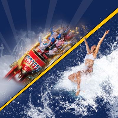 Menschen in der Achterbahn mit Winterklamotten