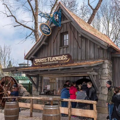 Flammkuchenstand im französischen Themenbereich