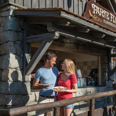 Flammkuchenstand im französischen Themenbereich