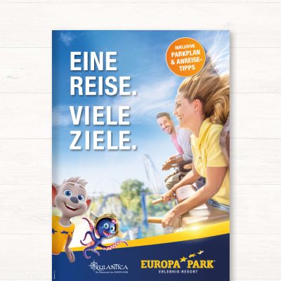 Das Cover des Europa-Park Erlebnisplaner 2026 mit Ed und Snorri