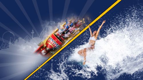 Menschen in der Achterbahn mit Winterklamotten