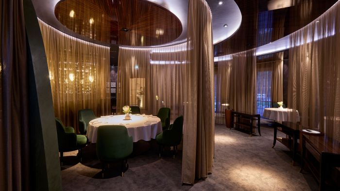 Panoramic photo taken at Ammolite before opening in the evening.