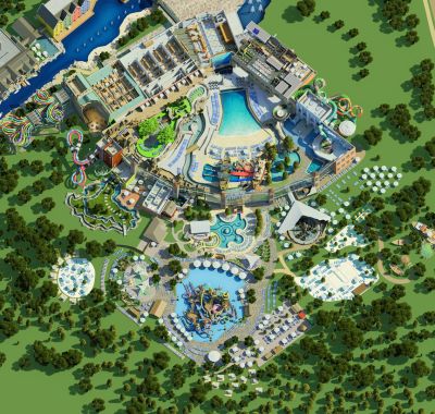 Der gezeichnete Parkplan der Wasserwelt Rulantica