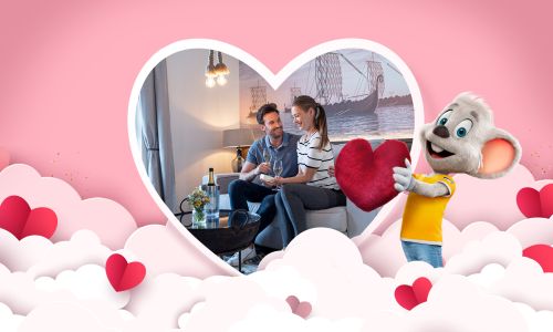Valentinstag Verliebtes Pärchen und Ed mit einem Herz in der Hand
