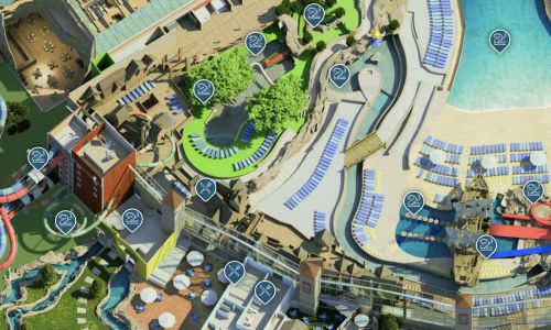 Der gezeichnete Parkplan der Wasserwelt Rulantica